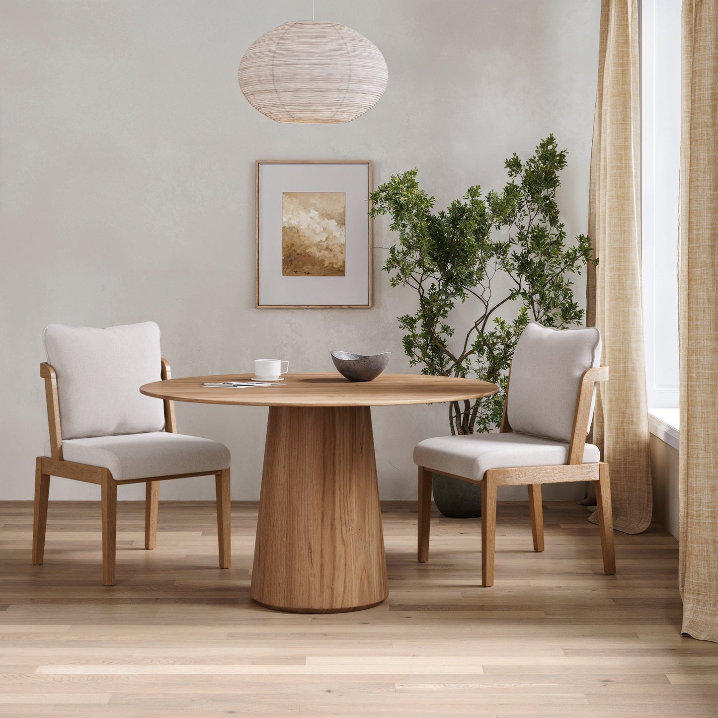 Scandinavian 2-Pack Dining Chair with Back Light Brown