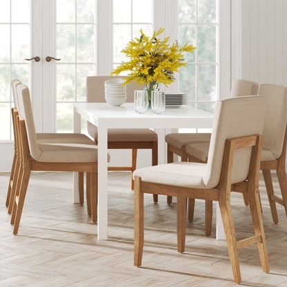 Wood Upholstered Dining Chair Brushed Light Brown Flax