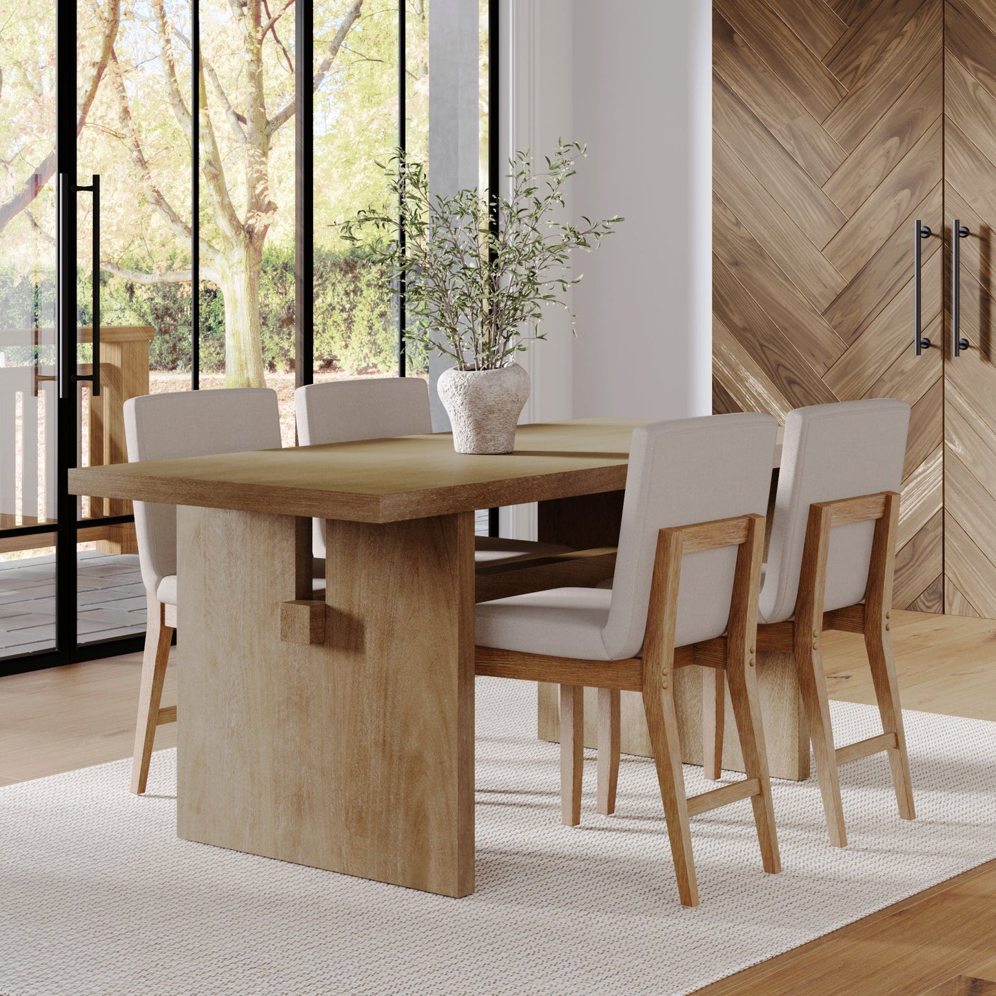 Wood Modern Farmhouse Dining Table Light Brown