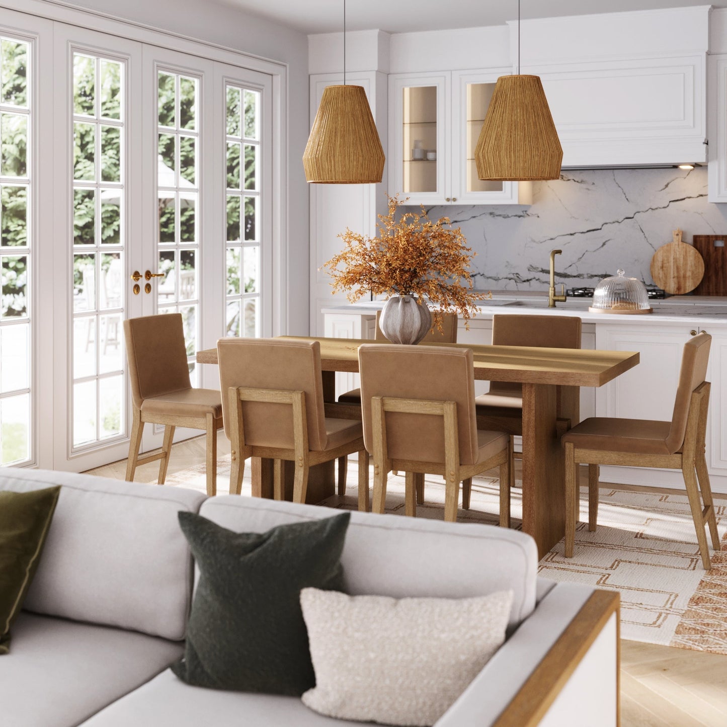 Wood Modern Farmhouse Dining Table Light Brown