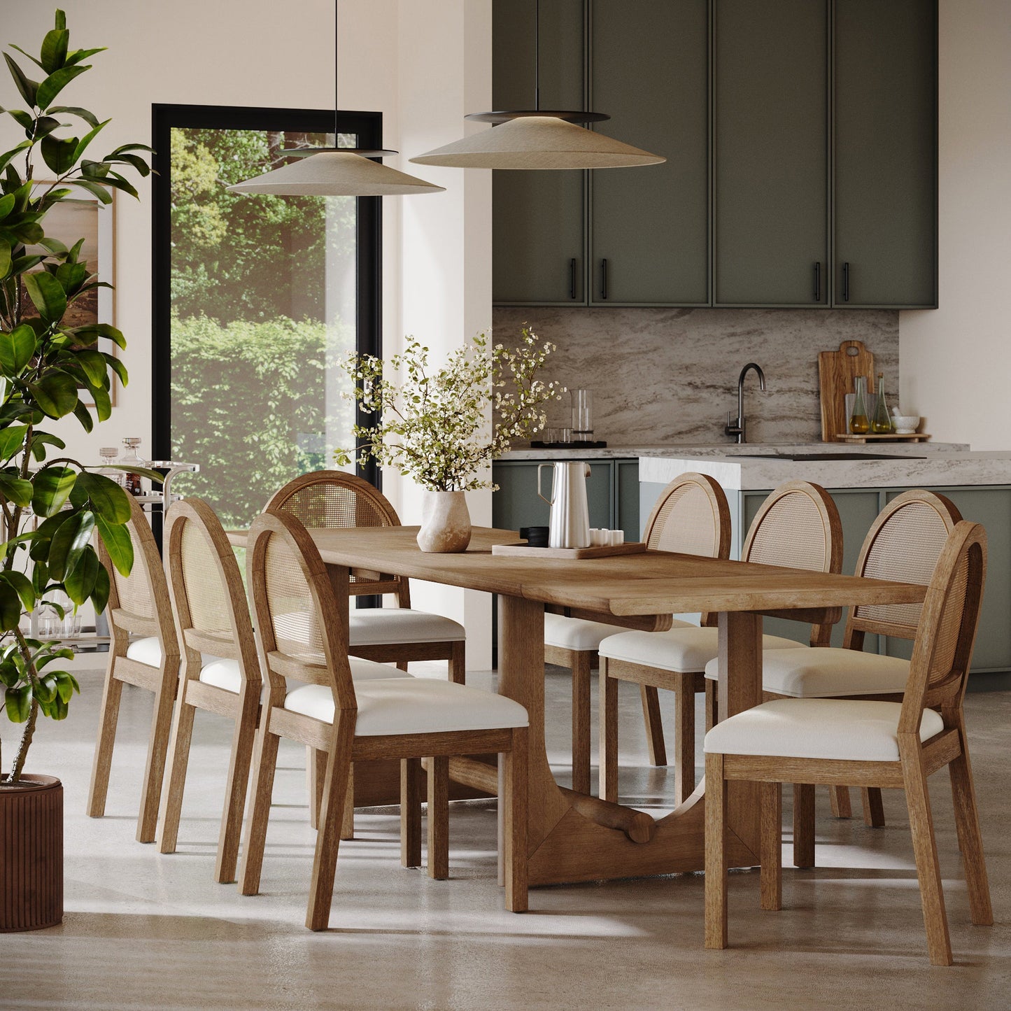 Wood Dining Room Table with Leaf Extension for 8