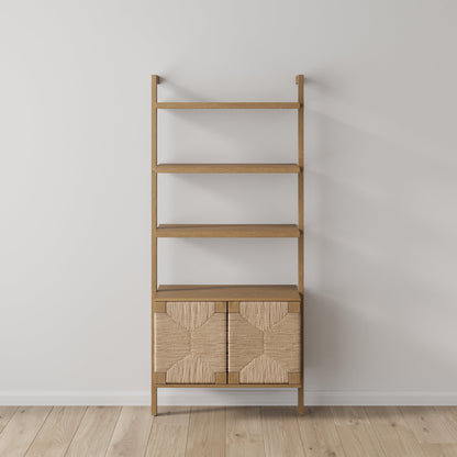 Seagrass Wall Bookshelf with Doors Light Brown